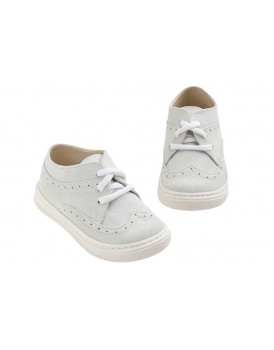 Βαπτιστικά Παπούτσια Για Αγόρι -Sneakers- Everkid A624A Δερμάτινα Καστόρ Λευκά  