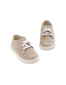 Βαπτιστικά Παπούτσια Για Αγόρι -Sneakers- Everkid A624E Δερμάτινα Καστόρ Εκρού  