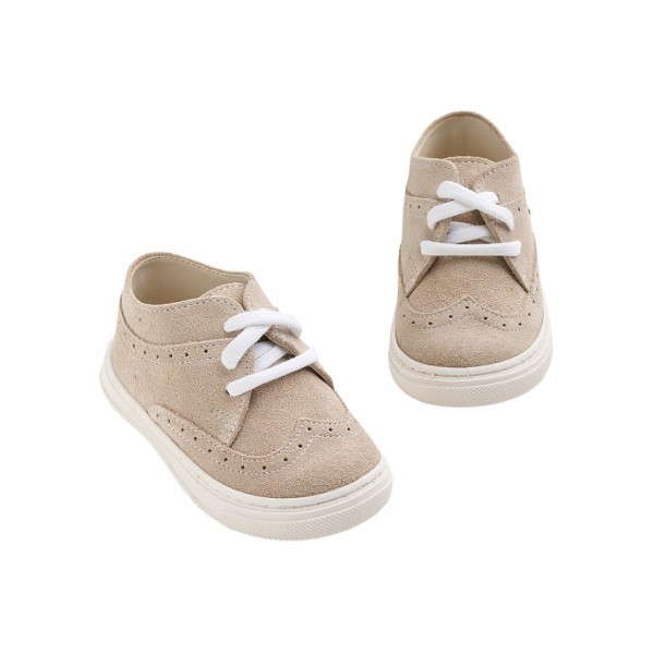 Βαπτιστικά Παπούτσια Για Αγόρι -Sneakers- Everkid A624E Δερμάτινα Καστόρ Εκρού