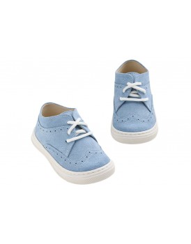 Βαπτιστικά Παπούτσια Για Αγόρι -Sneakers- Everkid A624P Δερμάτινα Καστόρ Γαλάζιο