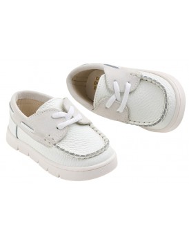 Παπούτσια Βάπτισης Για Αγόρι Everkid A625A Δερμάτινα Μοκασίνι Λευκά 