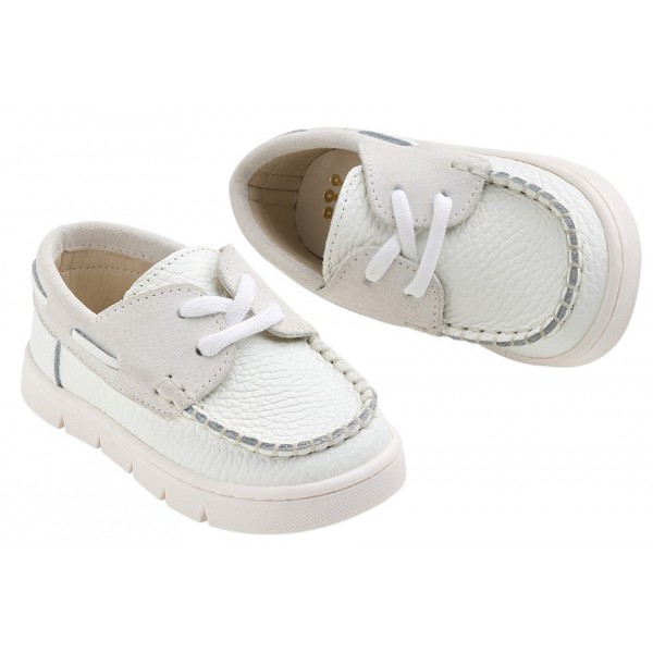 Παπούτσια Βάπτισης Για Αγόρι Everkid A625A Δερμάτινα Μοκασίνι Λευκά