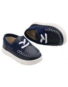 Παπούτσια Βάπτισης Για Αγόρι Everkid A625M Δερμάτινα Μοκασίνι Μπλε 