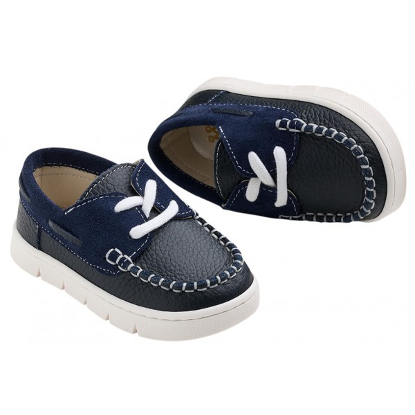 Παπούτσια Βάπτισης Για Αγόρι Everkid A625M Δερμάτινα Μοκασίνι Μπλε