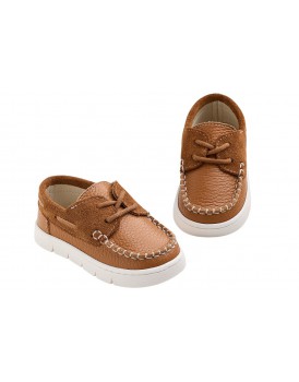 Παπούτσια Βάπτισης Για Αγόρι Everkid A625T Δερμάτινα Μοκασίνι Ταμπά