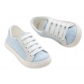 Βαπτιστικά Παπούτσια Για Αγόρι -Sneakers- Everkid A627P Δέρμα-Ύφασμα Λευκό-Γαλάζιο