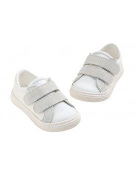 Βαπτιστικά Παπούτσια Για Αγόρι -Sneakers- Everkid A628A Δέρμα-Ύφασμα Λευκά