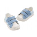 Βαπτιστικά Παπούτσια Για Αγόρι -Sneakers- Everkid A628P Δέρμα-Ύφασμα Λευκό-Γαλάζιο