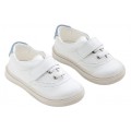 Βαπτιστικά Παπούτσια Για Αγόρι -Sneakers- Everkid A629A Δερμάτινα Λευκά-Γαλάζιο