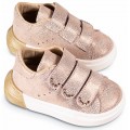 Παπούτσια Βάπτισης -Sneakers- Babywalker LU 6109 Δερμάτινα Ροζ Μπεζ Με Swarovski