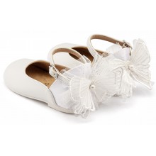  Βαπτιστικά Παπούτσια Για Κορίτσι Γαλλικά Γοβάκια Babywalker Δερμάτινα BS 3594 Λευκά Με Πεταλούδα