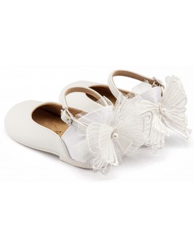  Βαπτιστικά Παπούτσια Για Κορίτσι Γαλλικά Γοβάκια Babywalker Δερμάτινα BS 3594 Λευκά Με Πεταλούδα
