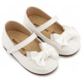 Βαπτιστικά Παπούτσια Για Κορίτσι Δερμάτινα Γοβάκια Babywalker BS 3599 Basic Λευκά Με Φιόγκο