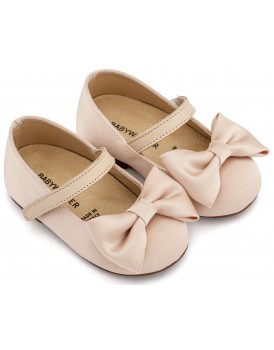 Γοβάκια Βάπτισης Babywalker BW 4870 Υφασμάτινα Μπεζ Με Φιόγκο