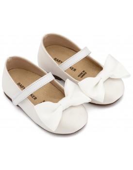 Γοβάκια Βάπτισης Babywalker BW 4870 Υφασμάτινα Λευκά Με Φιόγκο