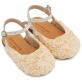 Βαπτιστικά Παπούτσια Για Κορίτσι Γοβάκια Σαμπό Babywalker BW 4884 Εκρού Με Λουλούδια