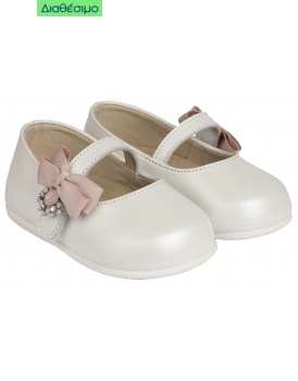 Βαπτιστικά Γοβάκια Babywalker Pri 2564 PRIMO Δερμάτινα Εκρού/Ροζ