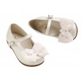 Βαπτιστικά Παπούτσια Κορίτσι Γοβάκια Δερμάτινα Everkid K6114Ε Εκρού Με Φιόγκο