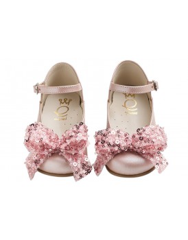 Βαπτιστικά Γοβάκια Δερμάτινα Everkid K6118P Ροζ Με Φιόγκο Ροζ-Φούξια 