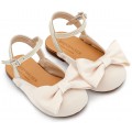 Παπούτσια Βάπτισης Για Κορίτσι Γοβάκια Σαμπό Babywalker BW 4855 Εκρού Με Satin Φιόγκο