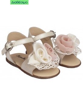 Πέδιλα Βάπτισης Για Κορίτσι Babywalker Pri 2574 PRIMO Δερμάτινα Εκρού/Ροζ