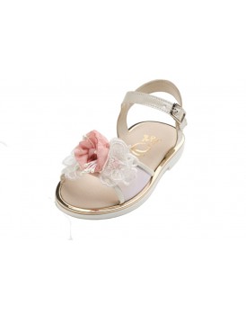 Βαπτιστικά Πέδιλα Για Κορίτσι Everkid K645E Εκρού Με Λουλούδια 