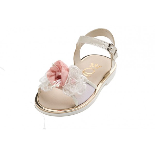 Βαπτιστικά Πέδιλα Για Κορίτσι Everkid K645E Εκρού Με Λουλούδια