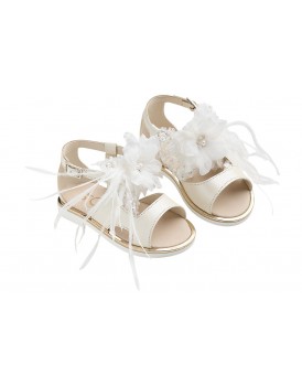 Πέδιλα Βάπτισης Για Κορίτσι Everkid K648E Δερμάτινα Εκρού  