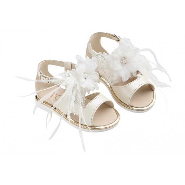 Πέδιλα Βάπτισης Για Κορίτσι Everkid K648E Δερμάτινα Εκρού
