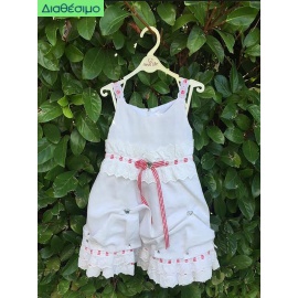 Βαπτιστικό Φόρεμα Λινό Bianco Colore 1280 Με Μπολερό