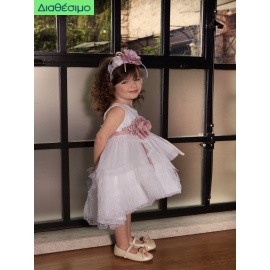 Βαπτιστικό Φόρεμα Dolce Bambini Τούλι-Δαντέλα 544-1