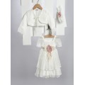 Βαπτιστικό Φόρεμα New Life 2728-2 Εκρού Κεντημένο Τούλι Με Μπολερό