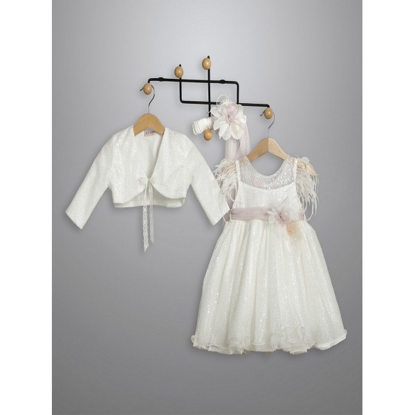 Φόρεμα Βάπτισης Με Μπολερό New Life 3014-2 Εκρού Δαντέλα