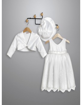 Βαπτιστικό Φόρεμα Με Μπολερό New Life 3020-1 Δαντέλα Λευκή 