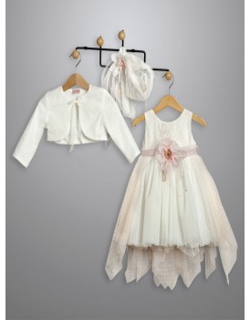 Βαπτιστικό Φόρεμα Με Μπολερό New Life 3024-2 Ασημί Glitter Το΄υλι 