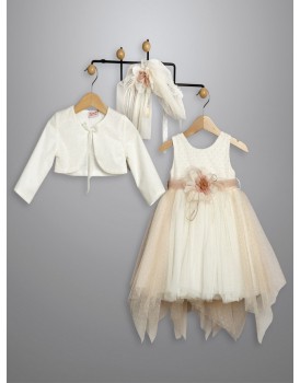 Βαπτιστικό Φόρεμα Με Μπολερό New Life 3024-3 Χρυσό Glitter Το΄υλι 