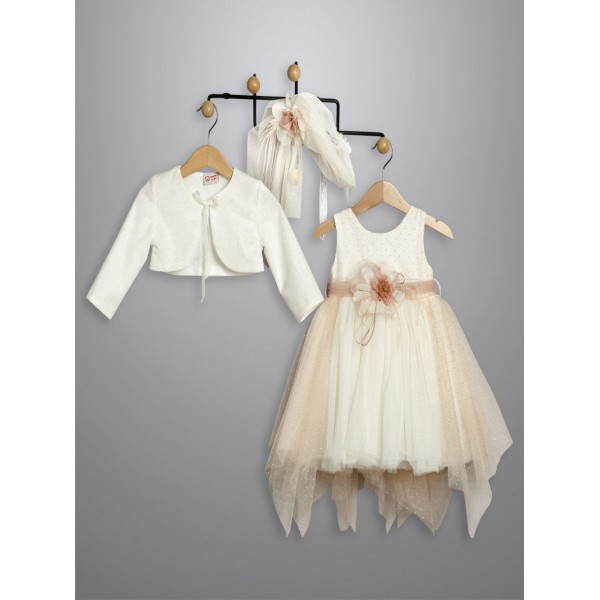 Βαπτιστικό Φόρεμα Με Μπολερό New Life 3024-3 Χρυσό Glitter Το΄υλι