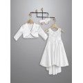 Βαπτιστικό Φόρεμα Με Μπολερό New Life 3028-1 Λευκό Satin Ασύμμετρο