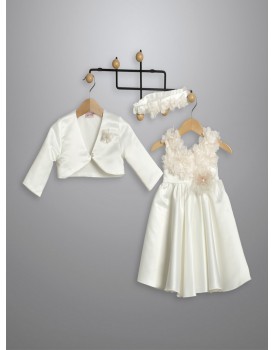 Βαπτιστικό Φόρεμα Με Μπολερό New Life 3034-2 Εκρού Satin 