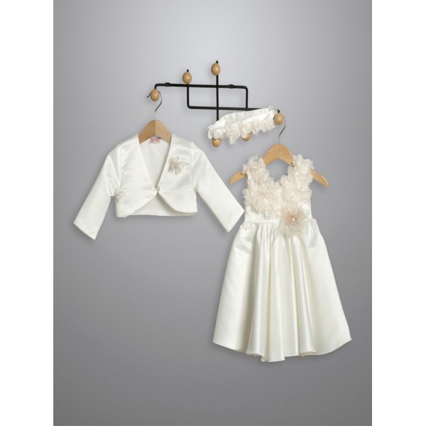 Βαπτιστικό Φόρεμα Με Μπολερό New Life 3034-2 Εκρού Satin
