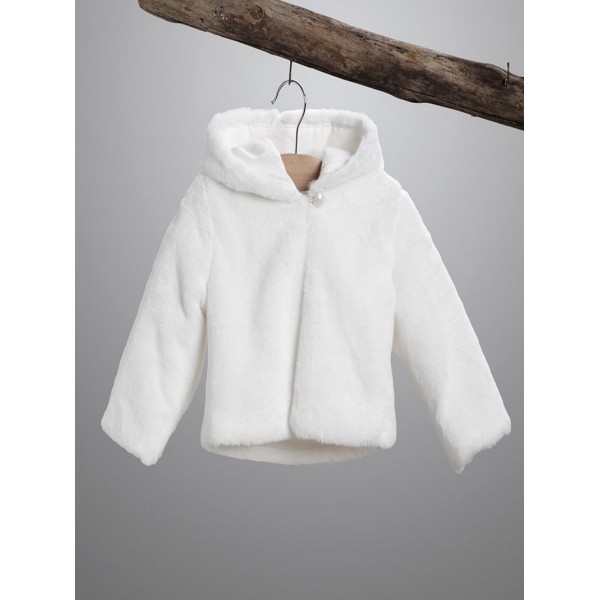 Βαπτιστικό Μπολερό-Μαντό-Γουνάκι Χειμερινό New Life 2998-2 Εκρού Με Κουκούλα