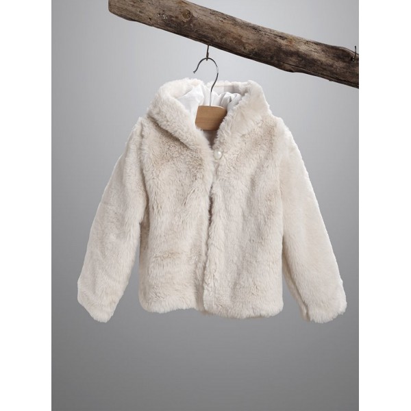 Βαπτιστικό Μαντό-Μπολερό-Γουνάκι Χειμερινό New Life 2998-3 Μπεζ Με Κουκούλα